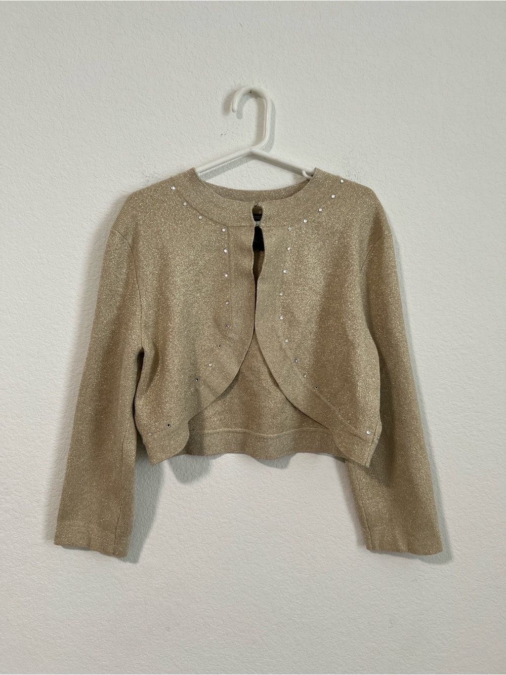 Silk Metallic champagne beige shrug bolero Size L